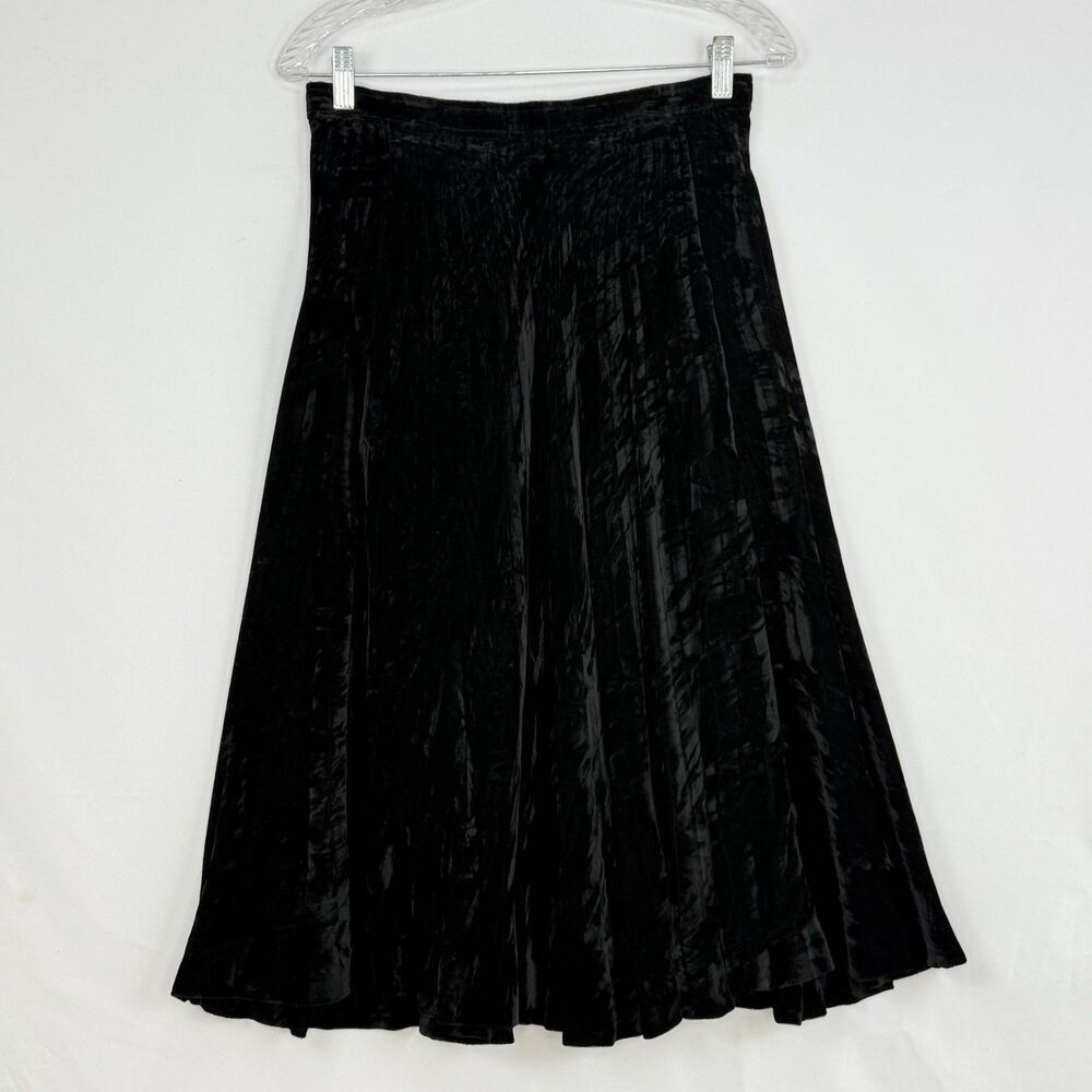 Vintage Saint Laurent Rive Gauche Crushed Velvet Midi Skirt 44 L Made in France - Picture 5 of 16